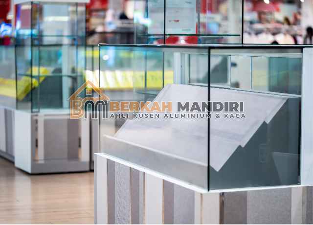 Custom Display Kaca Jakarta desain minimalis untuk toko modern