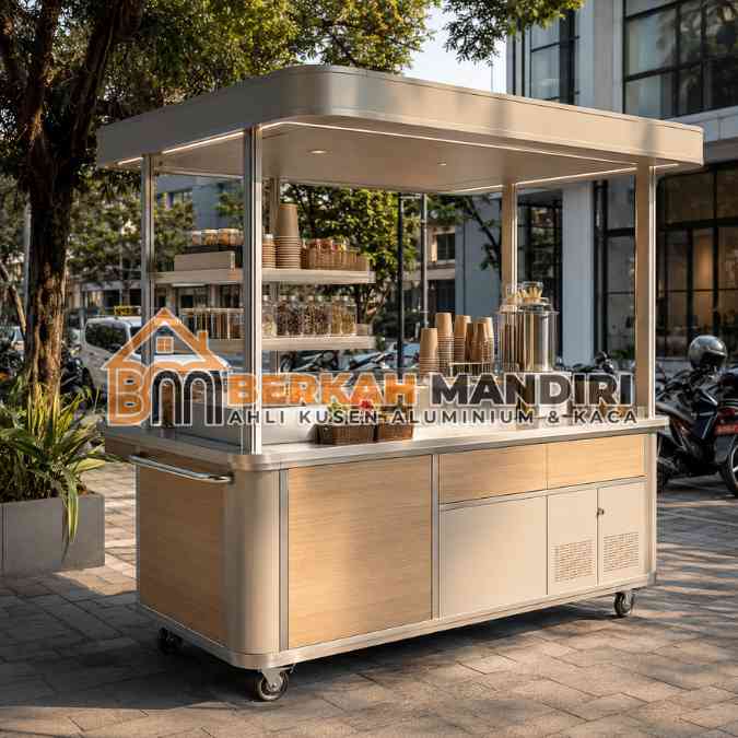 gerobak aluminium Bekasi paket usaha lengkap siap jualan hari ini
