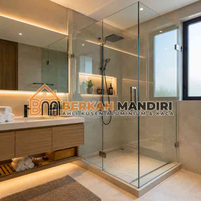 partisi kaca kamar mandi bekasi tempered 8mm anti pecah