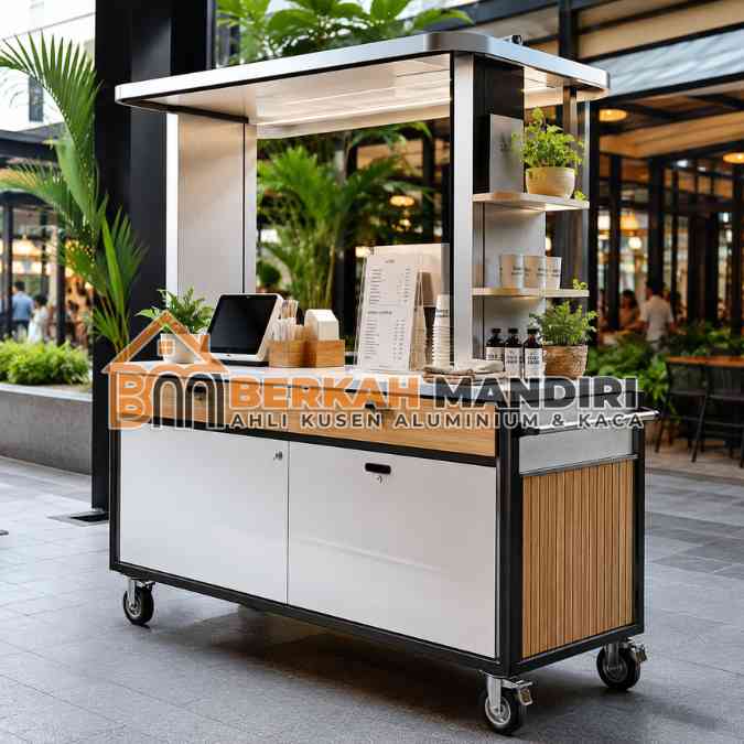 gerobak aluminium minimalis modern narik pelanggan
