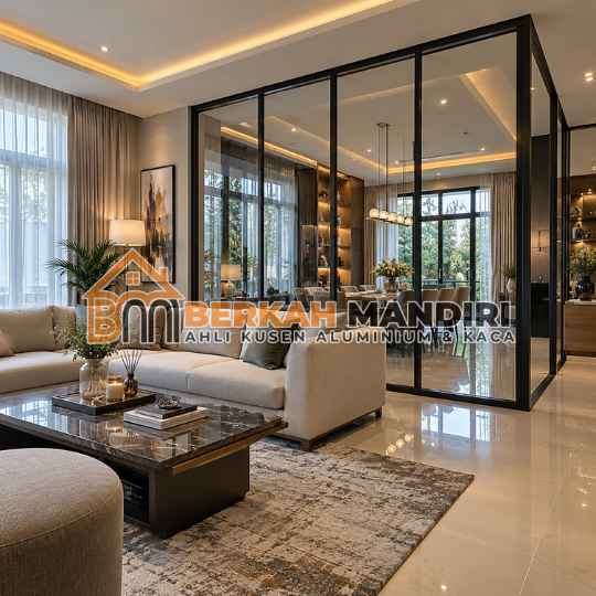 Pemasangan Partisi Kaca Custom Tangerang Ruang Tamu Mewah