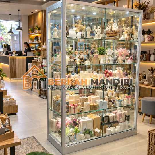 Jasa Etalase Kaca Custom Souvenir Bekasi Super Laris