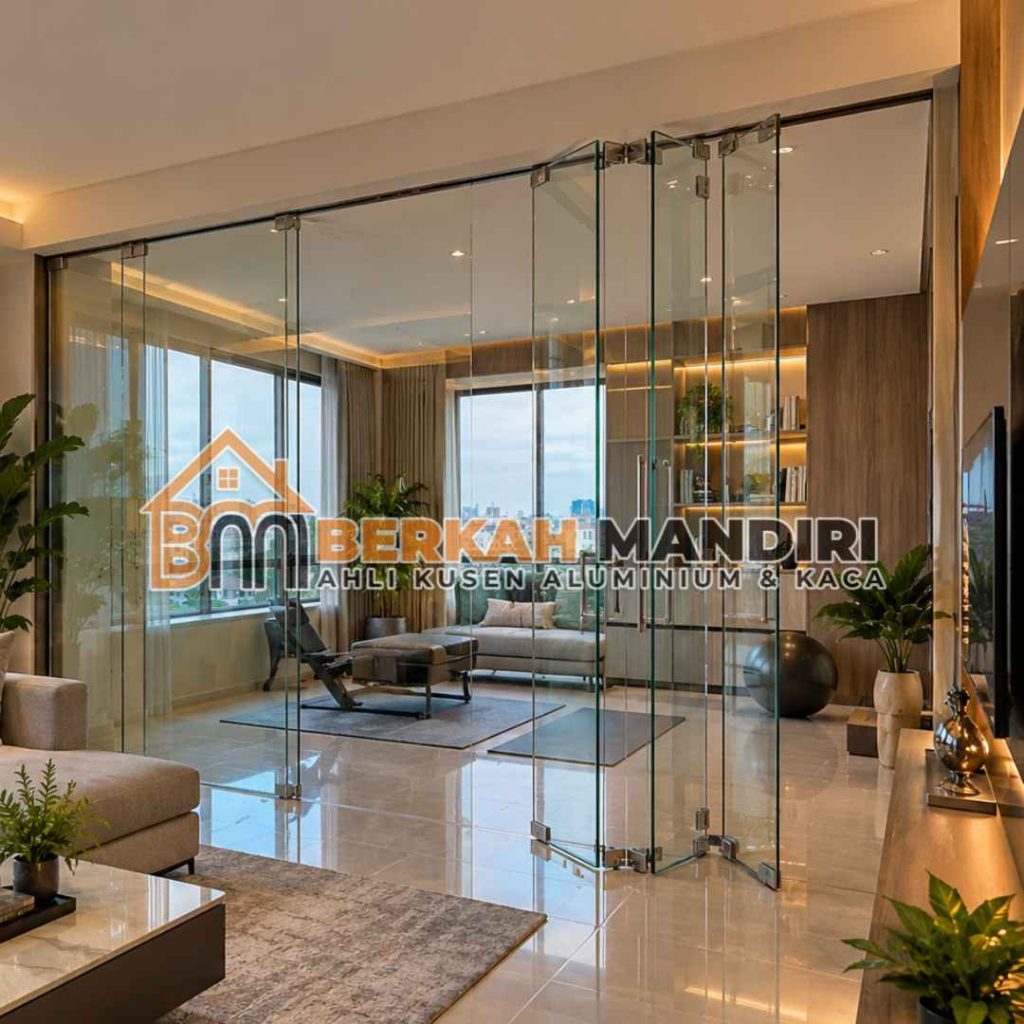 Jasa Partisi Kaca Frameless Jakarta Model Lipat Fleksibel