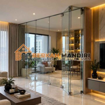 Jasa Partisi Kaca Frameless Jakarta Model Lipat Fleksibel